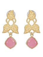 Joban Fashion Women Pink Stone Matte Gold Earrings | Grocsy