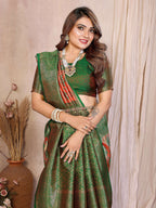 Aastha Fashion Red Banarasi Tissue Silk Weaving Saree | Grocsy