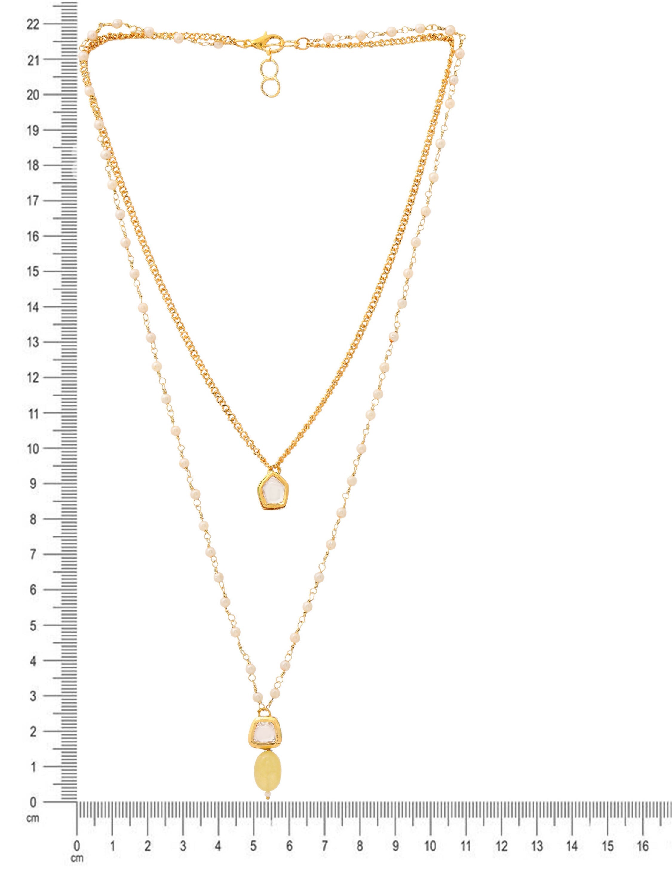Ruby Raang Double Layered Yellow Onyx and Kundan Necklace | Grocsy