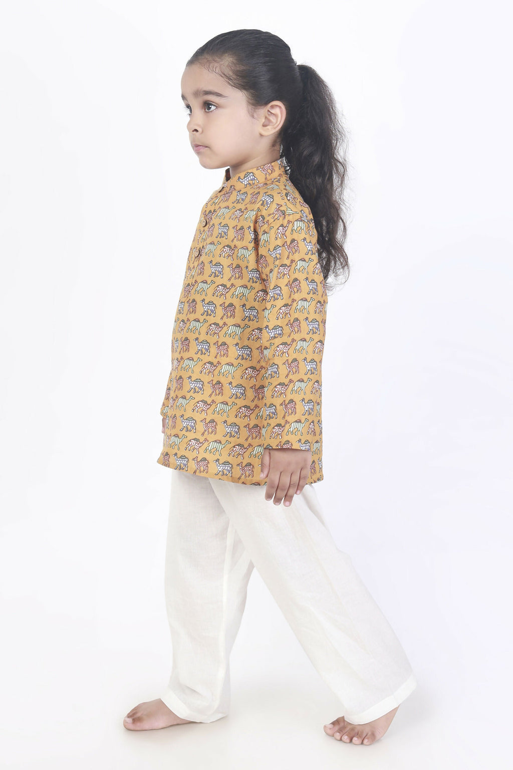 Breathables Kids Cotton Night Suit – Yellow Camel Print Kurta & Pyjama Co-Ord Set For Boys & Girls | Grocsy