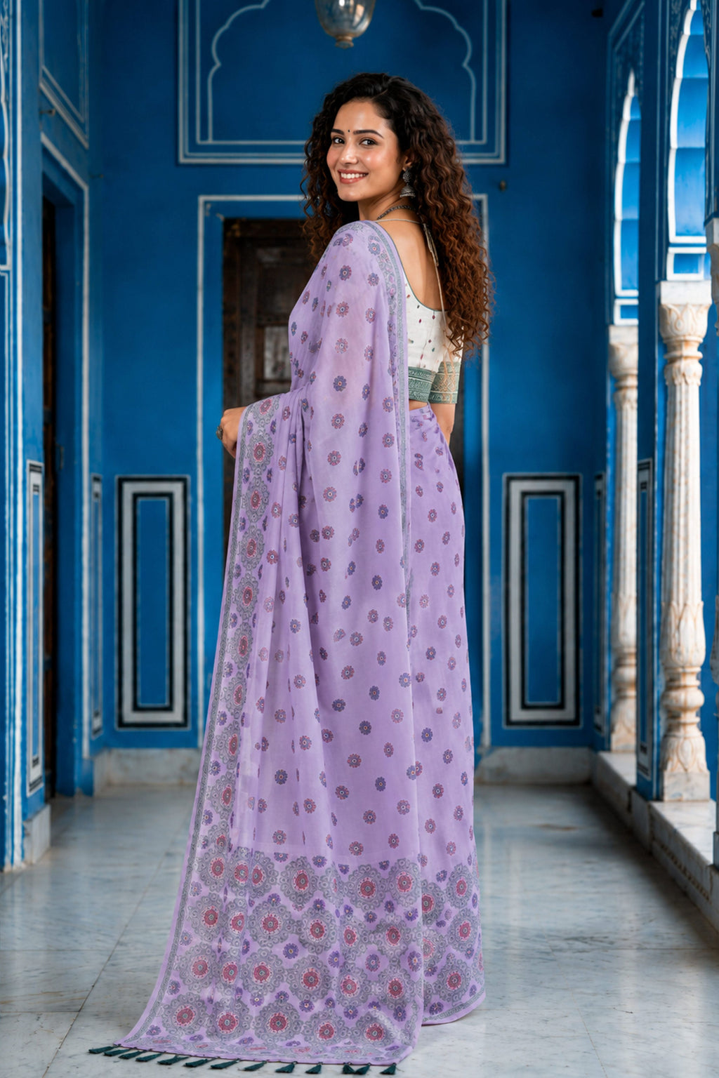 Sangam Prints Baby Pink Cotton Blend Woven Work Traditional Saree | Grocsy