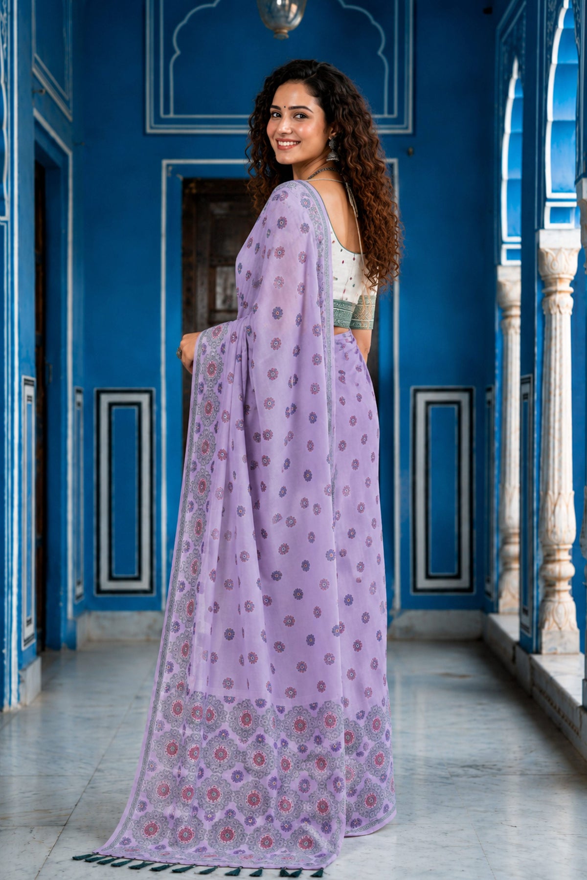 Sangam Prints Baby Pink Cotton Blend Woven Work Traditional Saree | Grocsy