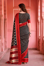 Sangam Prints Black Cotton Blend Woven Work Traditional Saree | Grocsy