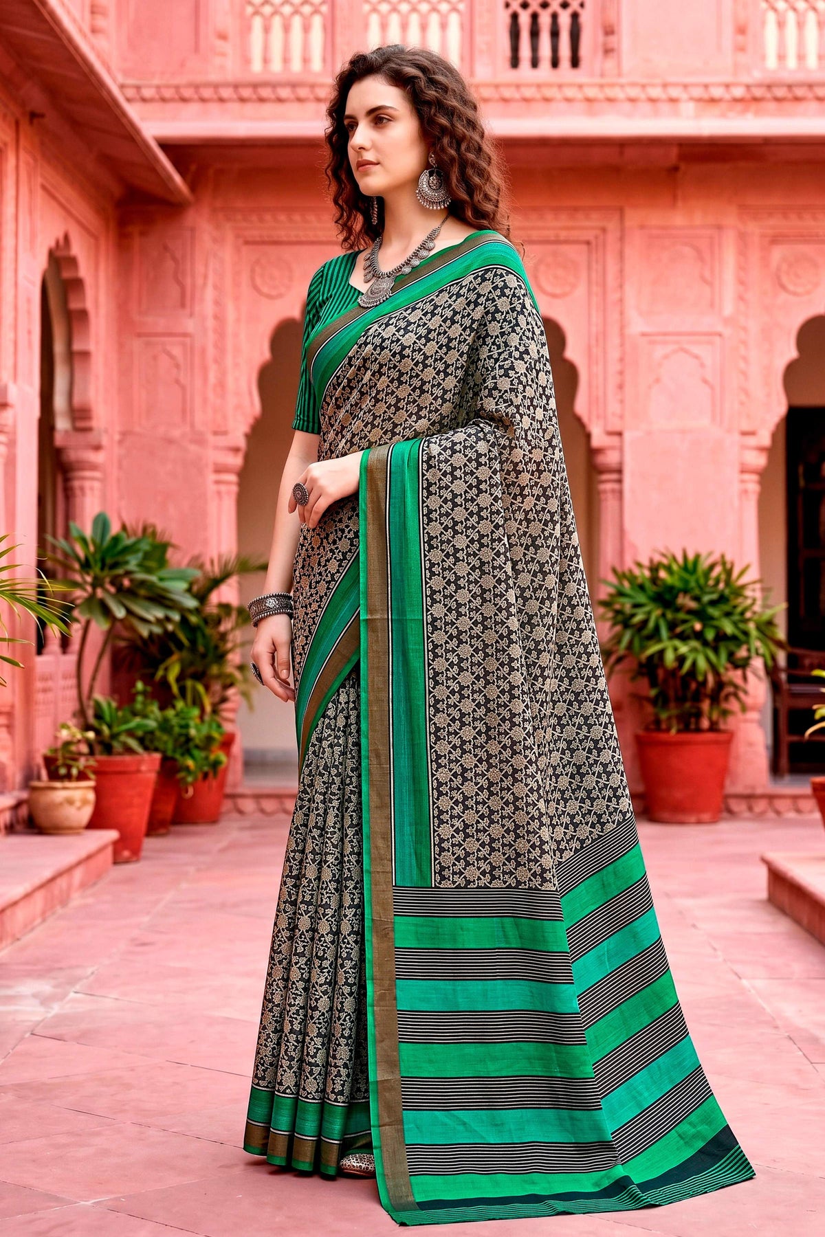 Sangam Prints Charcoal Grey Cotton Blend Woven Work Traditional Saree | Grocsy