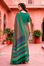 Sangam Prints Charcoal Grey Cotton Blend Woven Work Traditional Saree | Grocsy