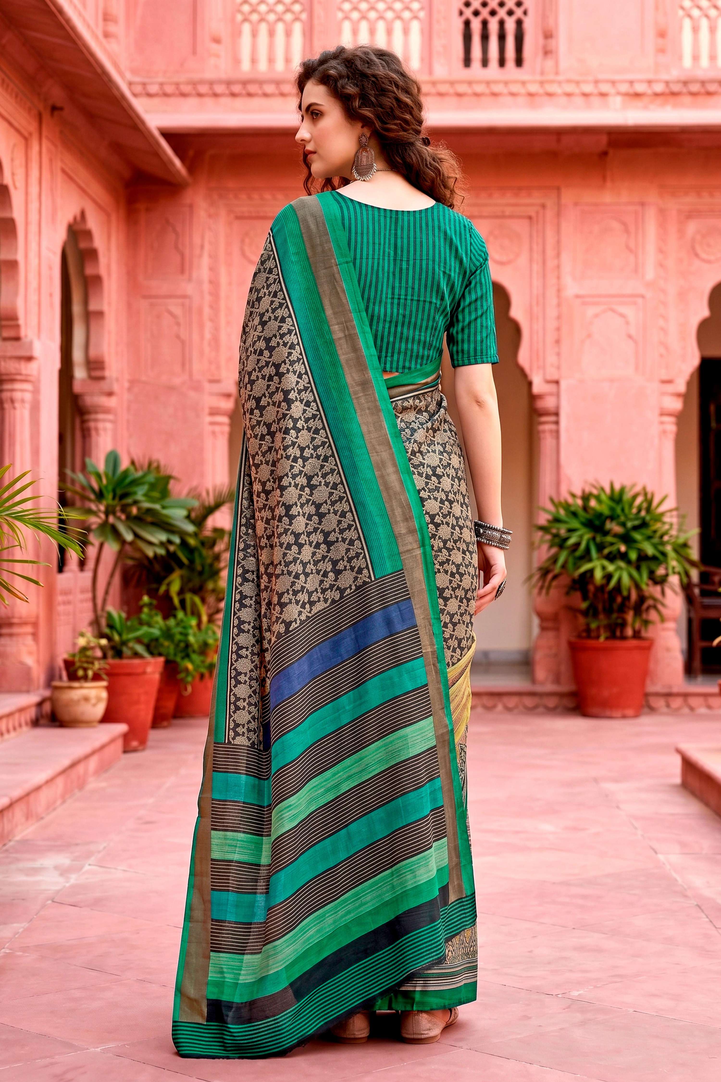 Sangam Prints Charcoal Grey Cotton Blend Woven Work Traditional Saree | Grocsy