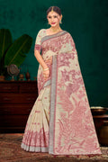 Sangam Prints Maroon Cotton Blend Woven Work Traditional Saree | Grocsy