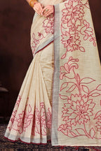 Sangam Prints Maroon Cotton Blend Woven Work Traditional Saree | Grocsy