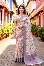 Sangam Prints Red Cotton Blend Woven Work Traditional Saree | Grocsy