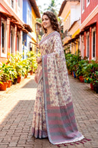 Sangam Prints Red Cotton Blend Woven Work Traditional Saree | Grocsy