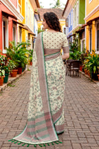 Sangam Prints Green Cotton Blend Woven Work Traditional Saree | Grocsy