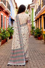 Sangam Prints Red Cotton Blend Woven Work Traditional Saree | Grocsy