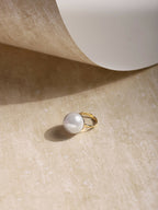 White Pearl Adjustable Ring- Ruby Raang | Grocsy