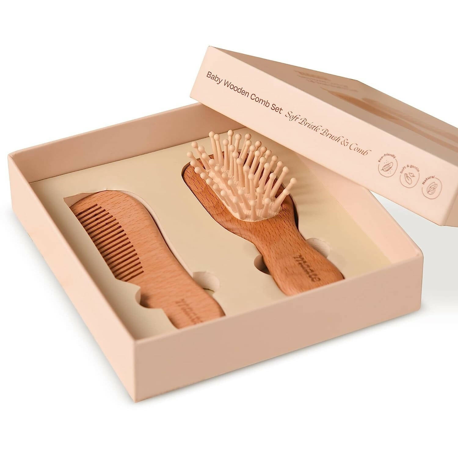 Maate Baby Wooden Comb Set | Beechwood Comb and Hair Brush | Grocsy
