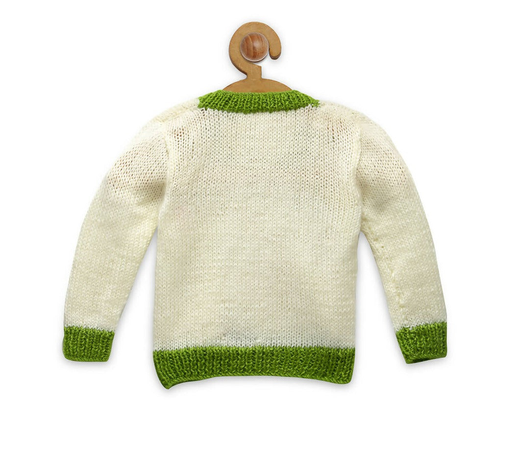 Chutput Kids Woollen Hand Knitted Strawberry Sweater - Cream | Grocsy