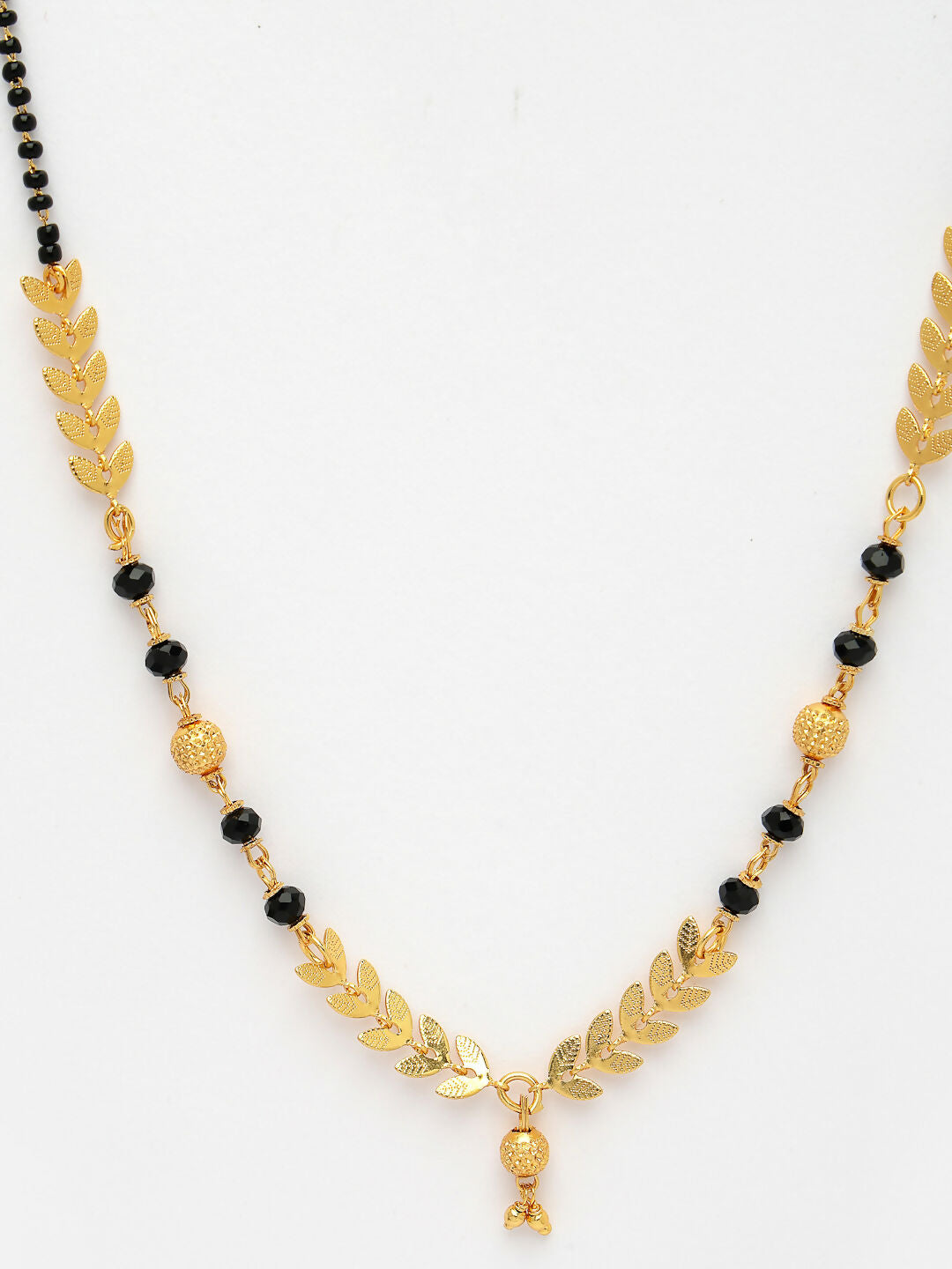 NVR Women's Set of 2 Gold-Polished Black Beaded Mangalsutra | Grocsy
