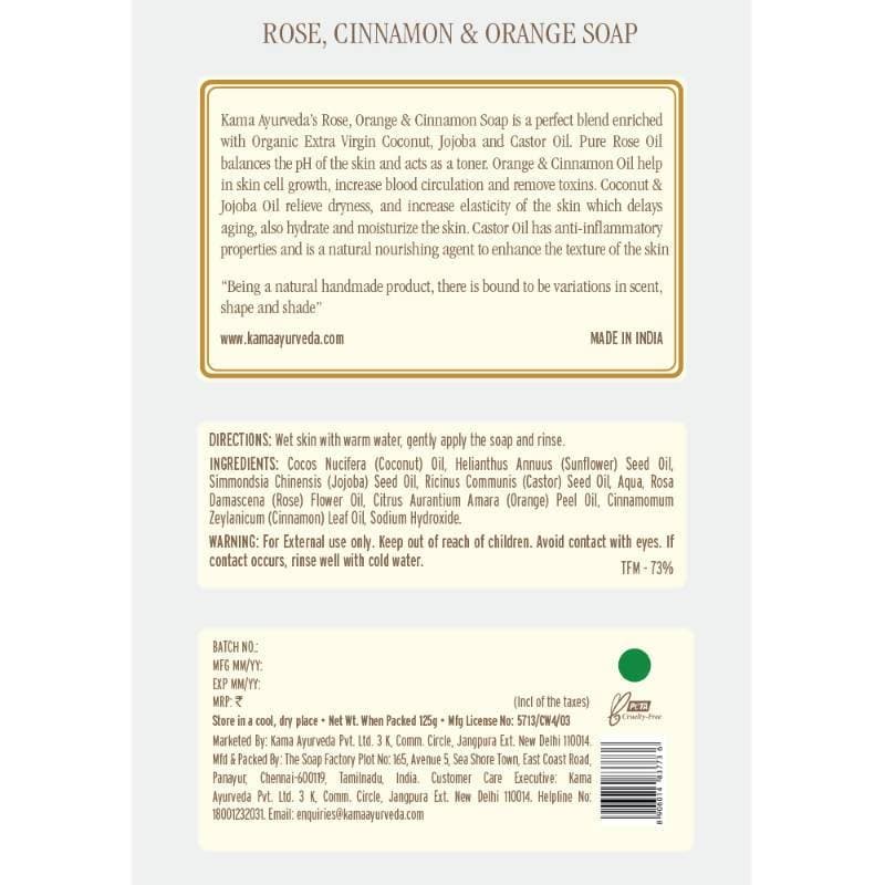 Kama Ayurveda Rose, Cinnamon & Orange soap 125gm | Grocsy