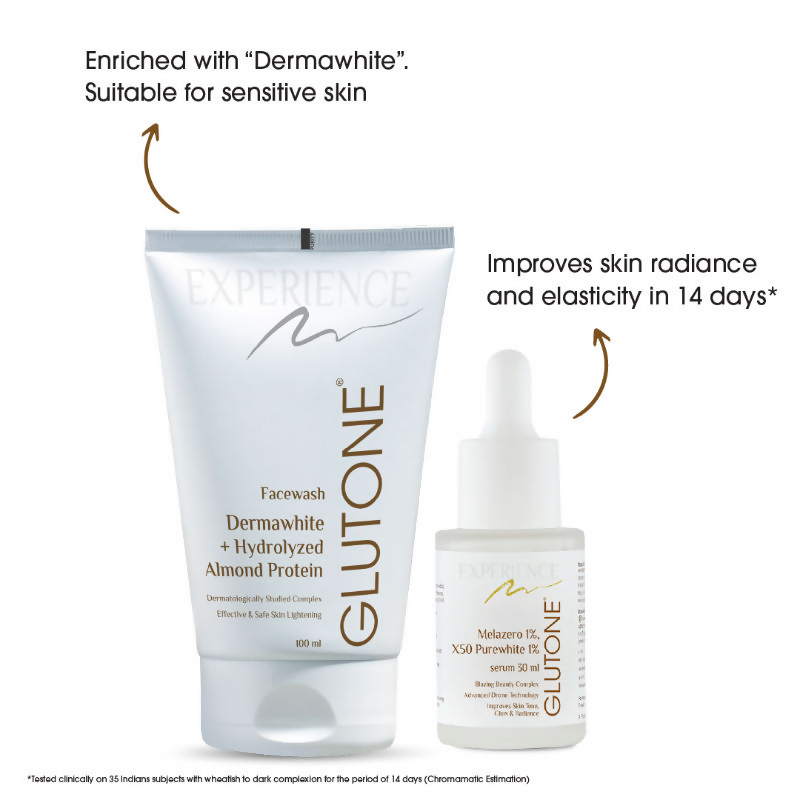 Glutone - Skin Brightening & Glowing - Facewash & Serum Combo | Grocsy