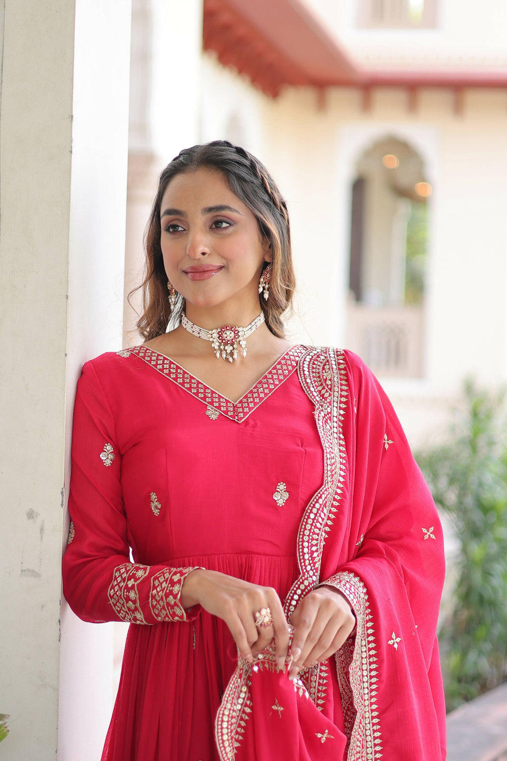 Joban Fashion Pink Readymade Kurta Set With Sequence embroidery Work | Grocsy