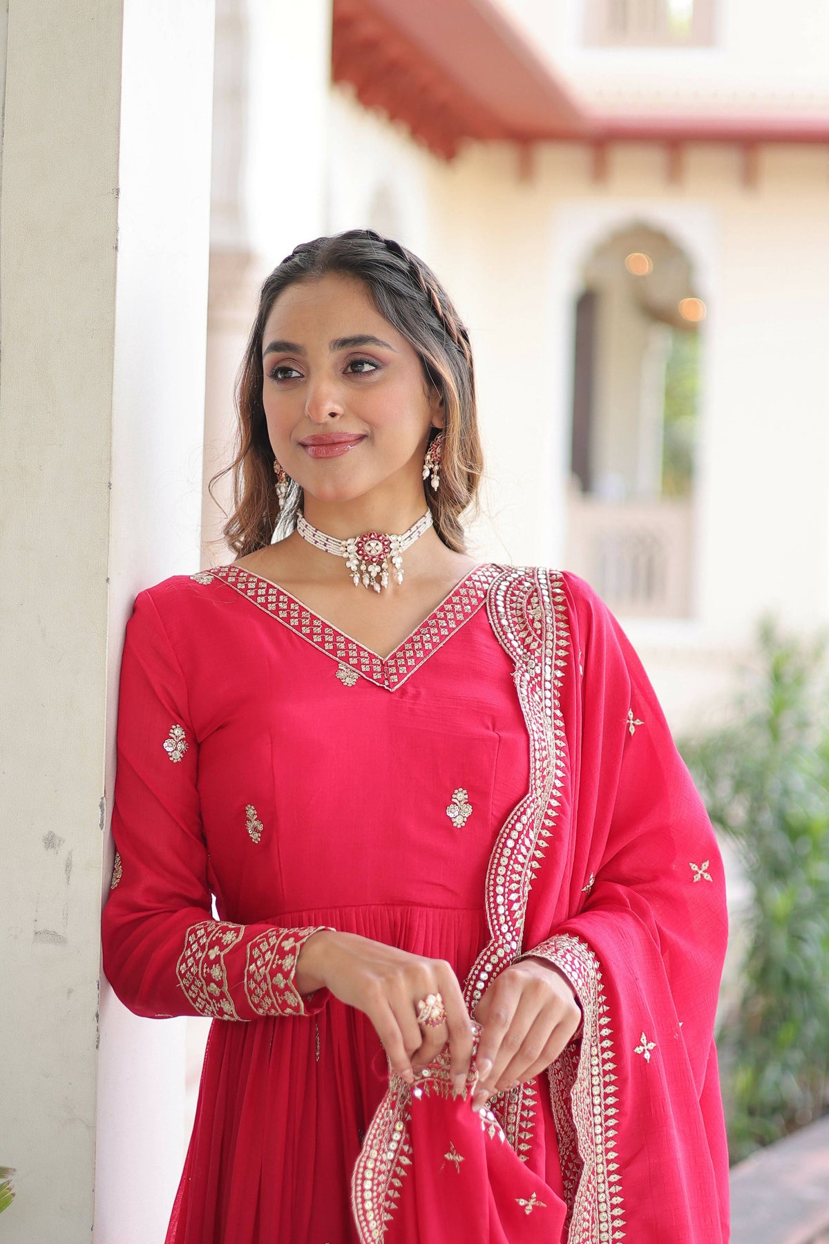 Joban Fashion Pink Readymade Kurta Set With Sequence embroidery Work | Grocsy
