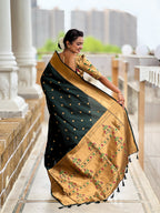 Vedant Vastram Soft Litchi Silk Paithani Jacquard Saree - Green | Grocsy