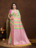 Vedant Vastram Jacquard Work Fancy Bollywood Saree - Pink | Grocsy
