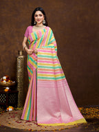 Vedant Vastram Jacquard Work Fancy Bollywood Saree - Pink | Grocsy