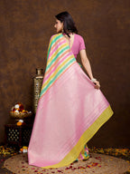 Vedant Vastram Jacquard Work Fancy Bollywood Saree - Pink | Grocsy