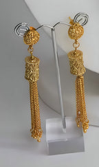 Jewel City Elegant Gold Filigree Tassel Necklace and Earring Set - Traditional Indian Bridal Jewelry | Grocsy