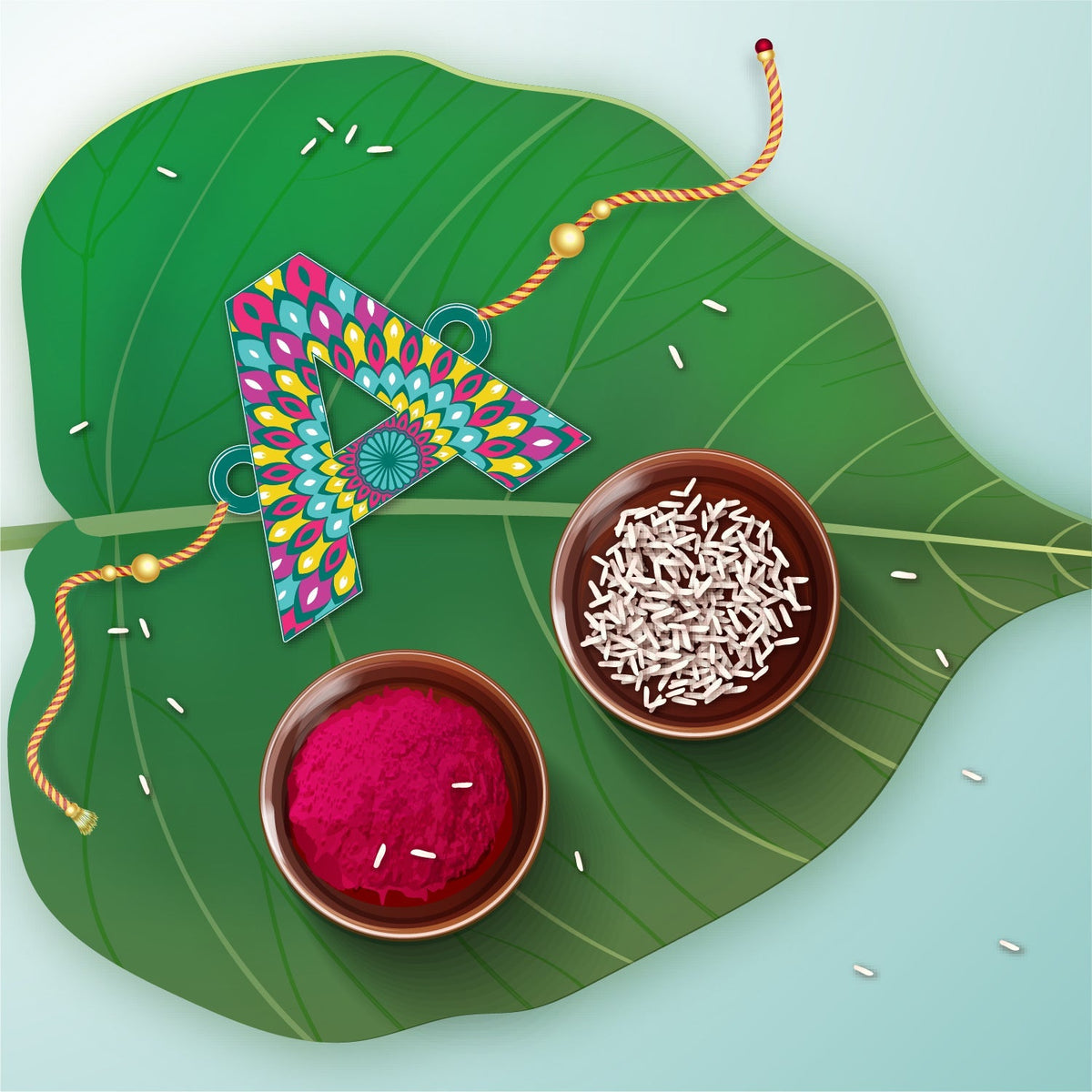 Indianvibez Alphabet A Wooden Rakhi - Kids Rakhi | Grocsy