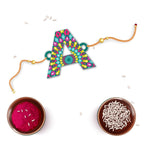 Indianvibez Alphabet A Wooden Rakhi - Kids Rakhi | Grocsy