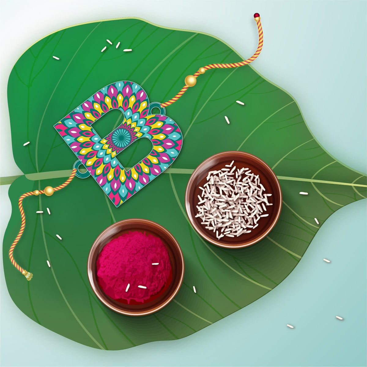 Indianvibez Alphabet B Wooden Rakhi - Kids Rakhi | Grocsy