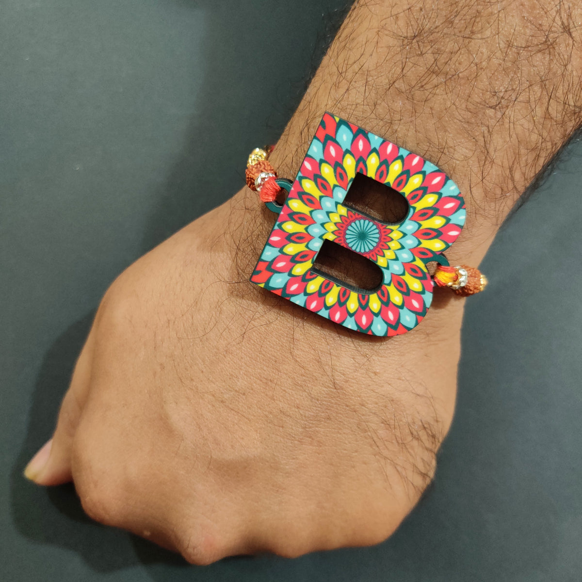 Indianvibez Alphabet B Wooden Rakhi - Kids Rakhi | Grocsy
