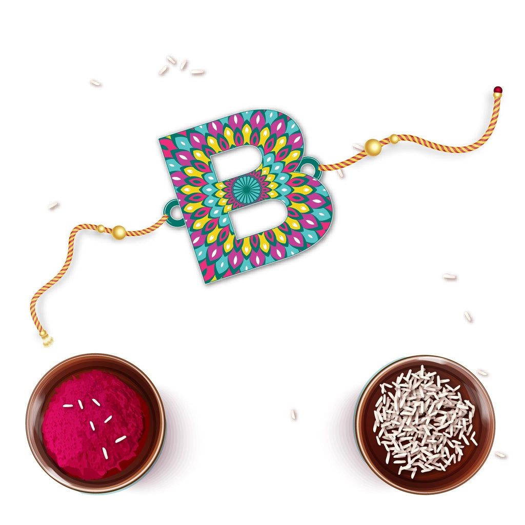 Indianvibez Alphabet B Wooden Rakhi - Kids Rakhi | Grocsy