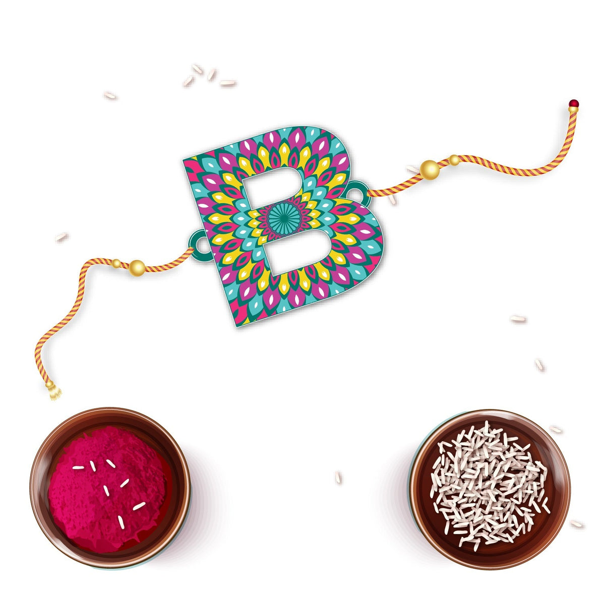 Indianvibez Alphabet B Wooden Rakhi - Kids Rakhi | Grocsy