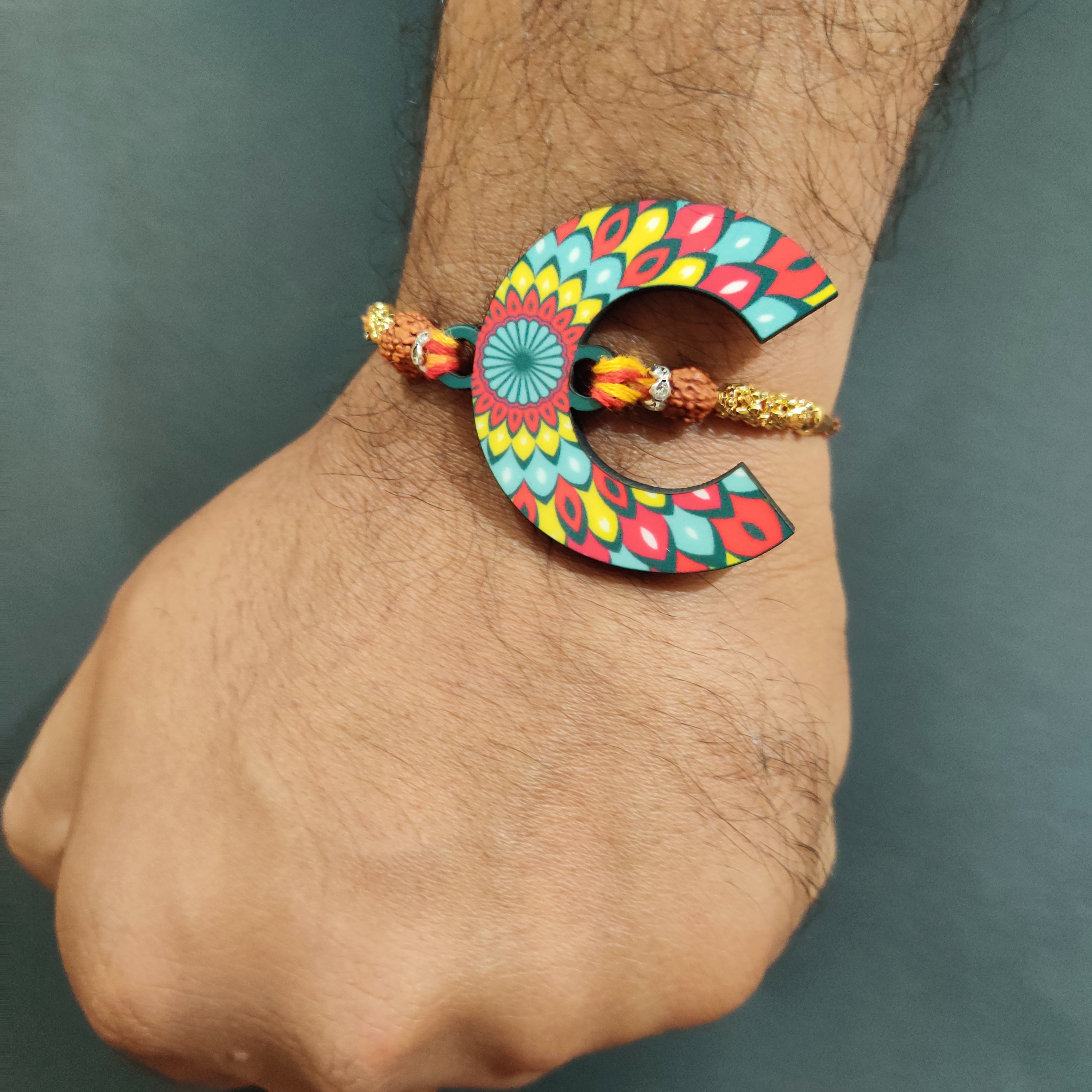 Indianvibez Alphabet C Wooden Rakhi - Kids Rakhi | Grocsy