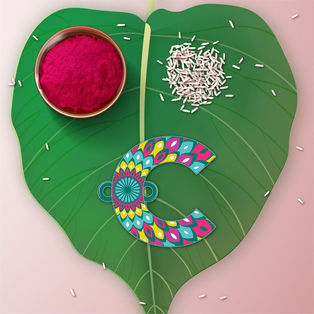Indianvibez Alphabet C Wooden Rakhi - Kids Rakhi | Grocsy