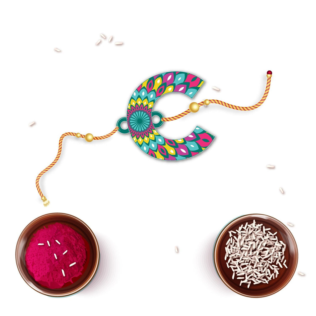 Indianvibez Alphabet C Wooden Rakhi - Kids Rakhi | Grocsy