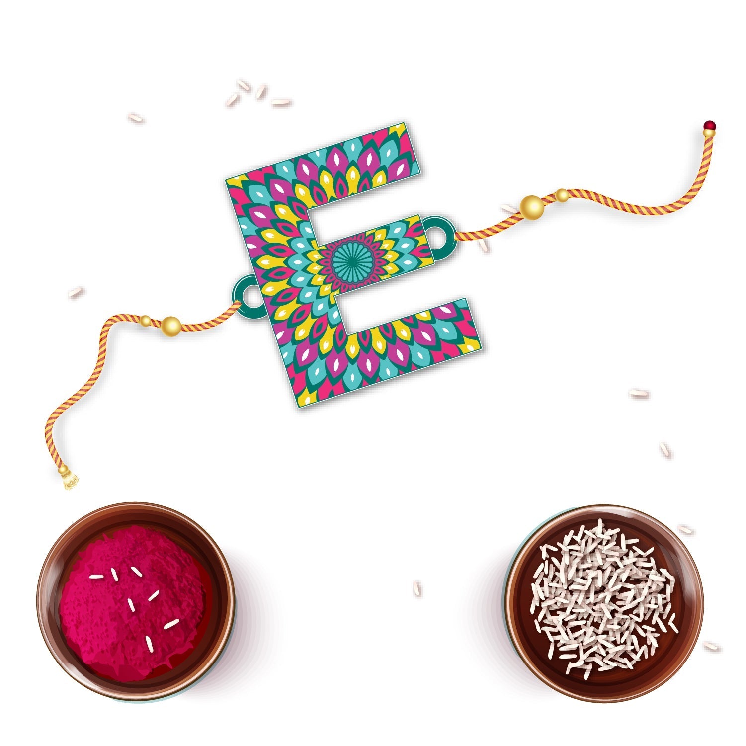 Indianvibez Alphabet E Wooden Rakhi - Kids Rakhi | Grocsy