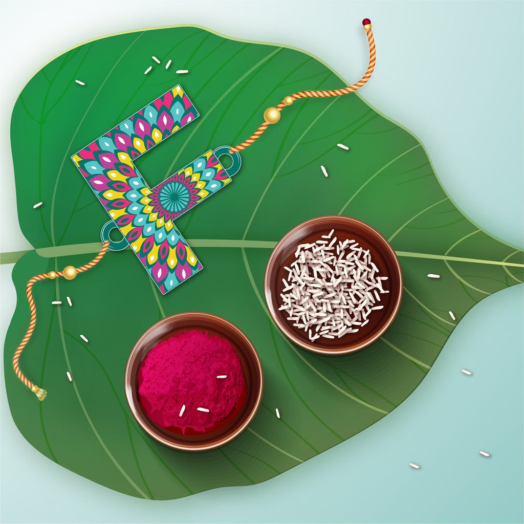 Indianvibez Alphabet F Wooden Rakhi - Kids Rakhi | Grocsy