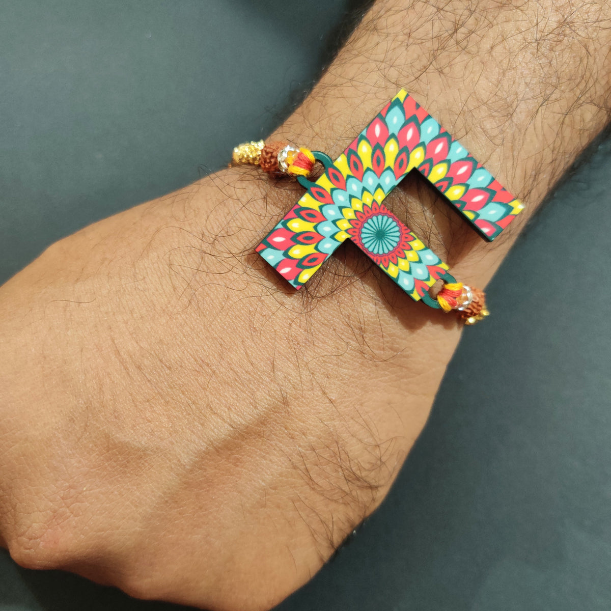 Indianvibez Alphabet F Wooden Rakhi - Kids Rakhi | Grocsy