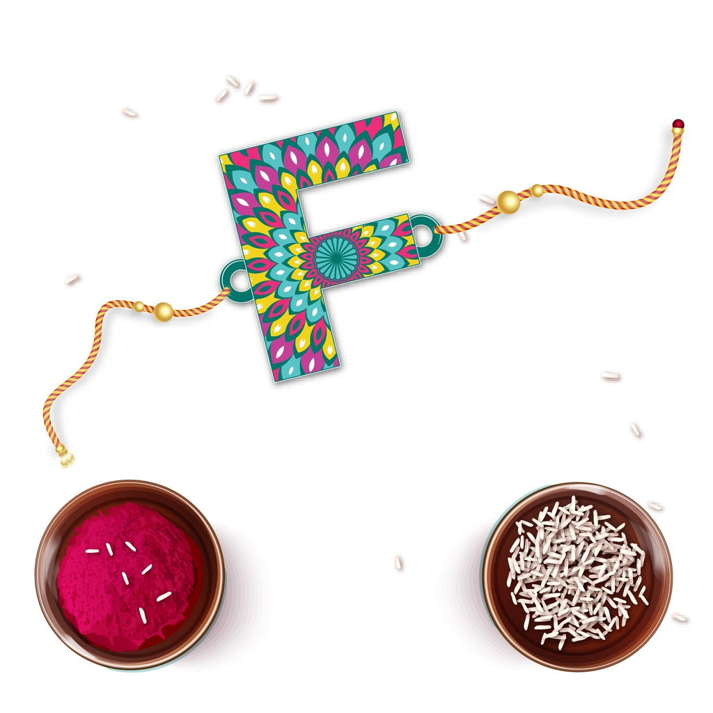 Indianvibez Alphabet F Wooden Rakhi - Kids Rakhi | Grocsy