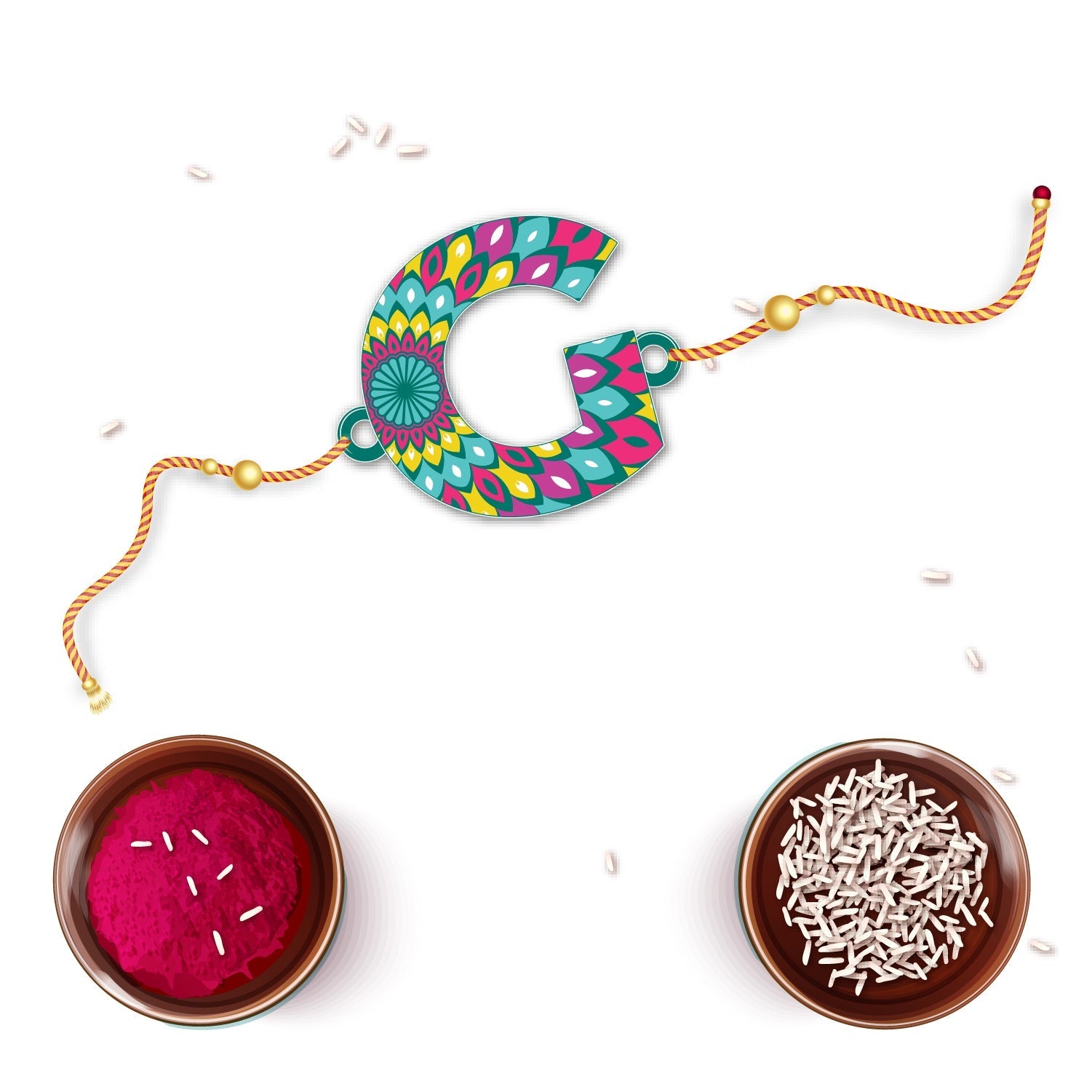 Indianvibez Alphabet G Wooden Rakhi - Kids Rakhi | Grocsy