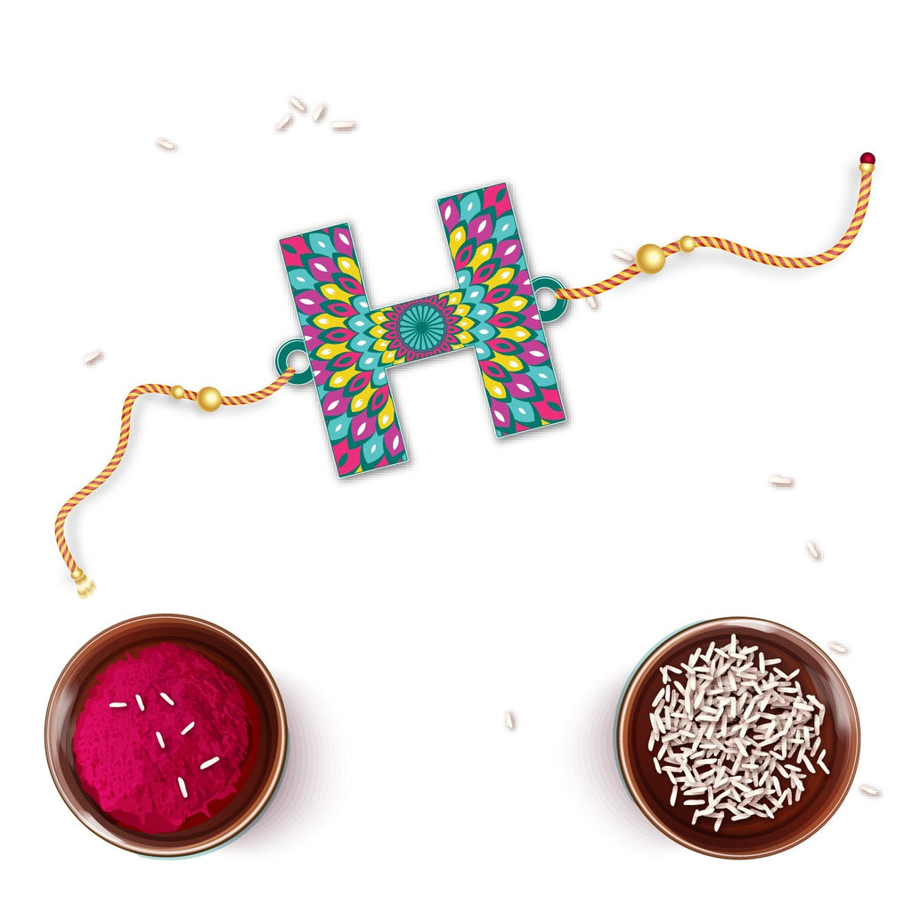 Indianvibez Alphabet H Wooden Rakhi - Kids Rakhi | Grocsy