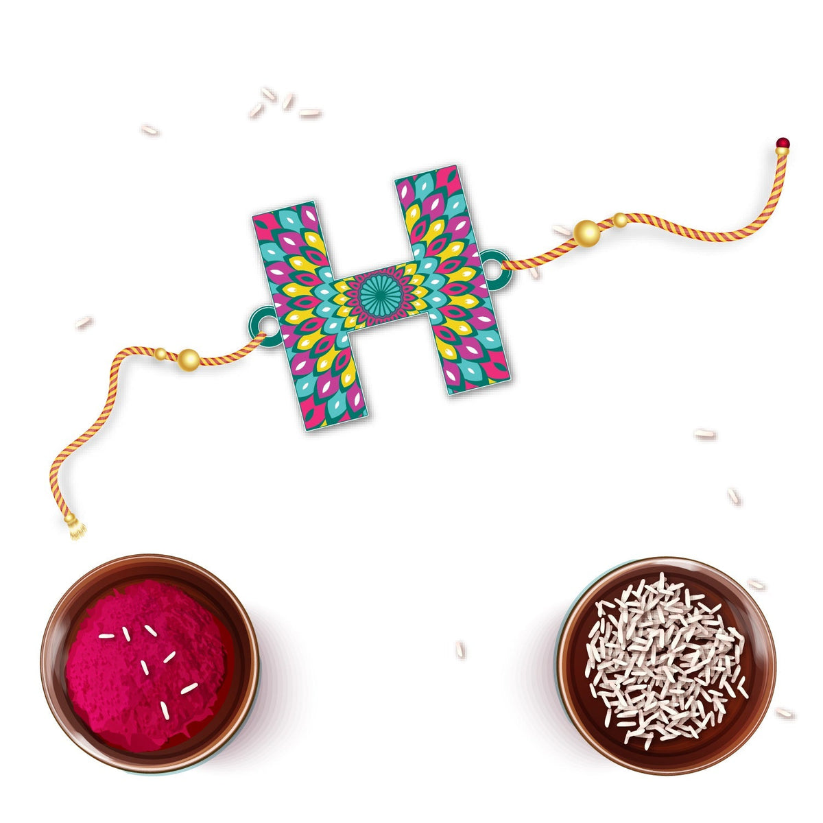 Indianvibez Alphabet H Wooden Rakhi - Kids Rakhi | Grocsy