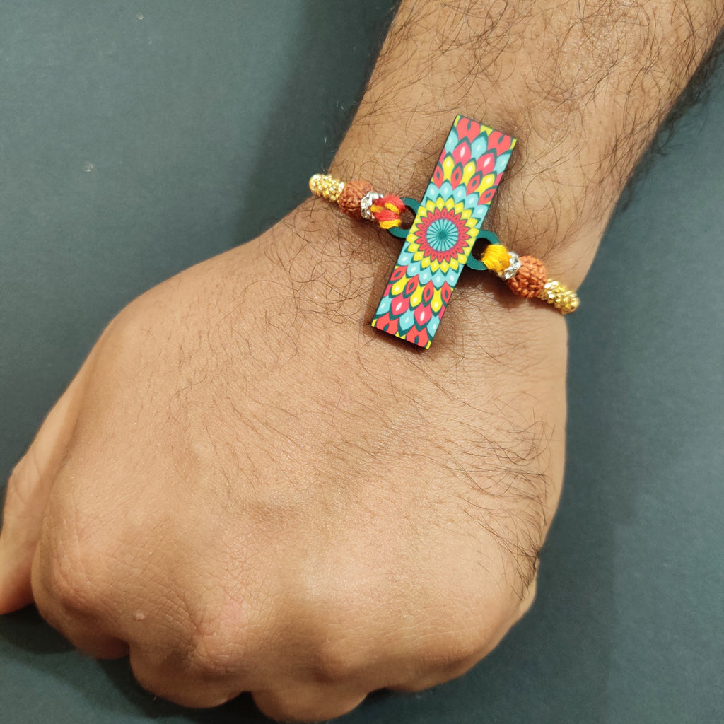 Indianvibez Alphabet J Wooden Rakhi - Kids Rakhi | Grocsy