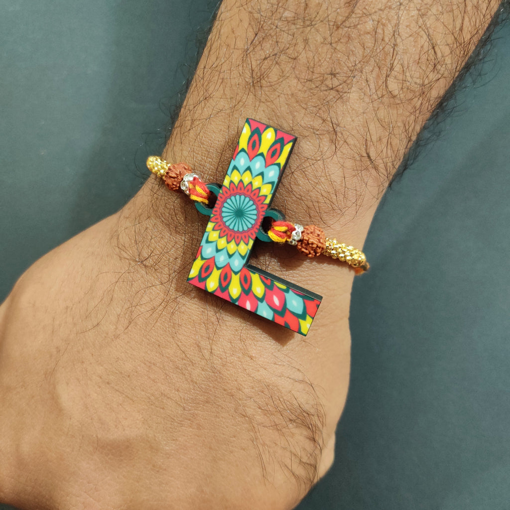 Indianvibez Alphabet L Wooden Rakhi - Kids Rakhi | Grocsy