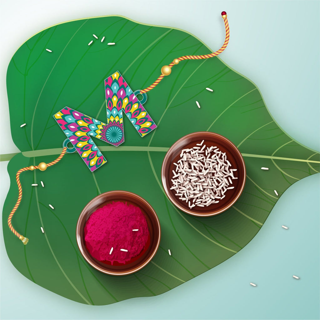 Indianvibez Alphabet M Wooden Rakhi - Kids Rakhi | Grocsy