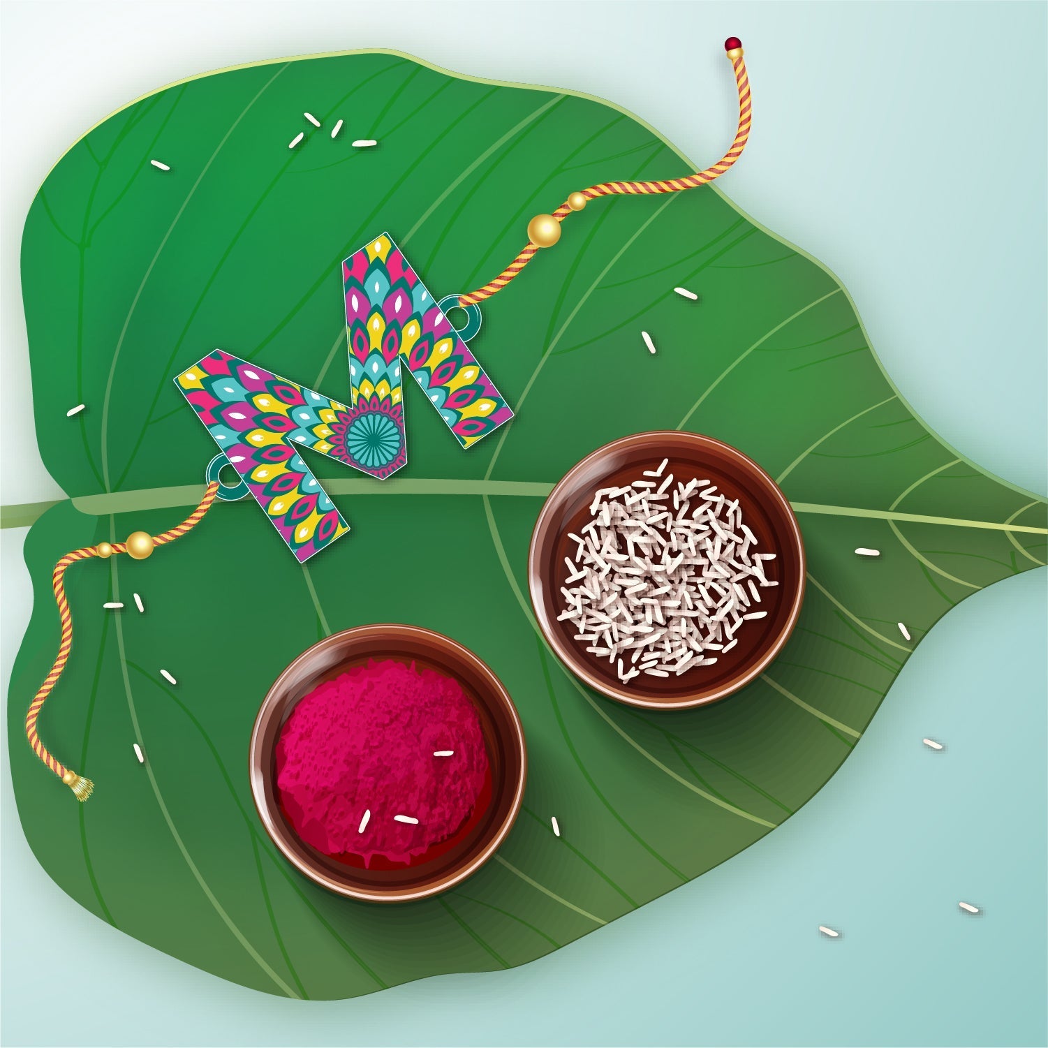 Indianvibez Alphabet M Wooden Rakhi - Kids Rakhi | Grocsy