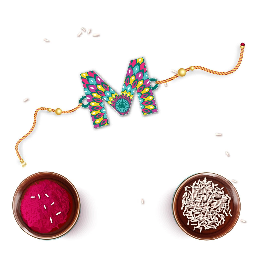 Indianvibez Alphabet M Wooden Rakhi - Kids Rakhi | Grocsy
